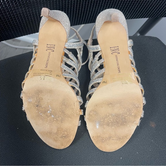 INC Women’s 3 1/2 inch Silver Rhinestone Strappy Heels. Size 7 - Picture 7 of 7